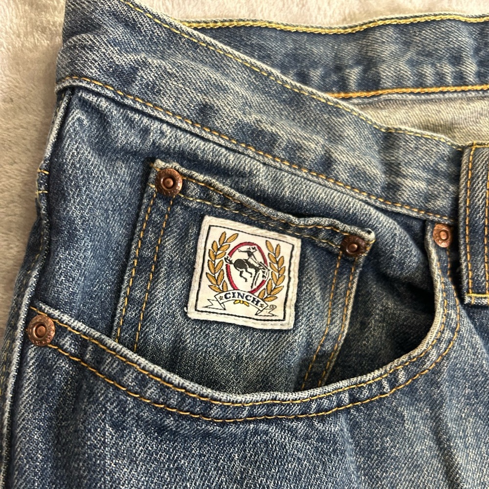 Cinch up relaxed fit straight leg denim jeans - Picture 8 of 11